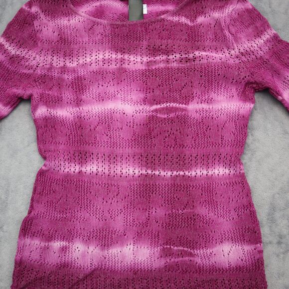 Bisou Bisou Sweater Womens M Purple Long Sleeve Round Neck Tight Knit Pullover - Picture 9 of 16